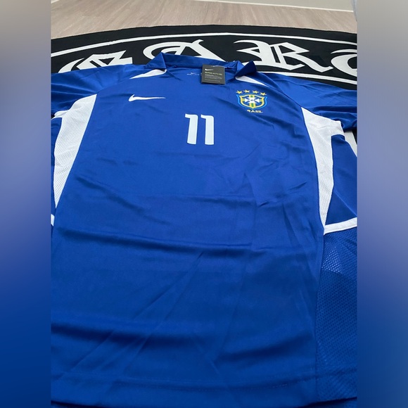 Nike Retro Vintage Soccer away Kit Jersey Brazil World Cup 2002 Ronaldinho #11 - Picture 2 of 5